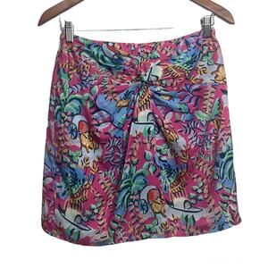 J. McLaughlin Blakely bright floral mini skirt twist front Size 4